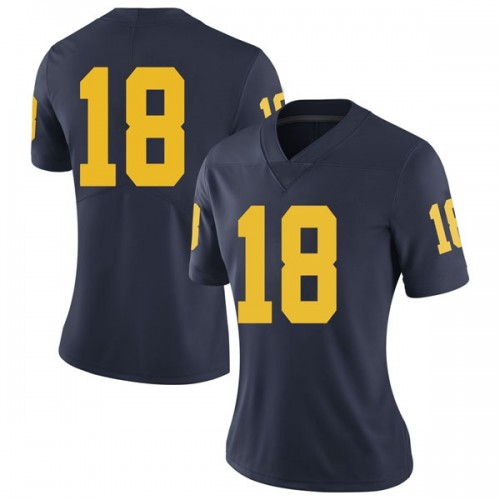 Luiji Vilain Michigan Wolverines Women's NCAA #18 Navy Limited Brand Jordan College Stitched Football Jersey PDE6654FG